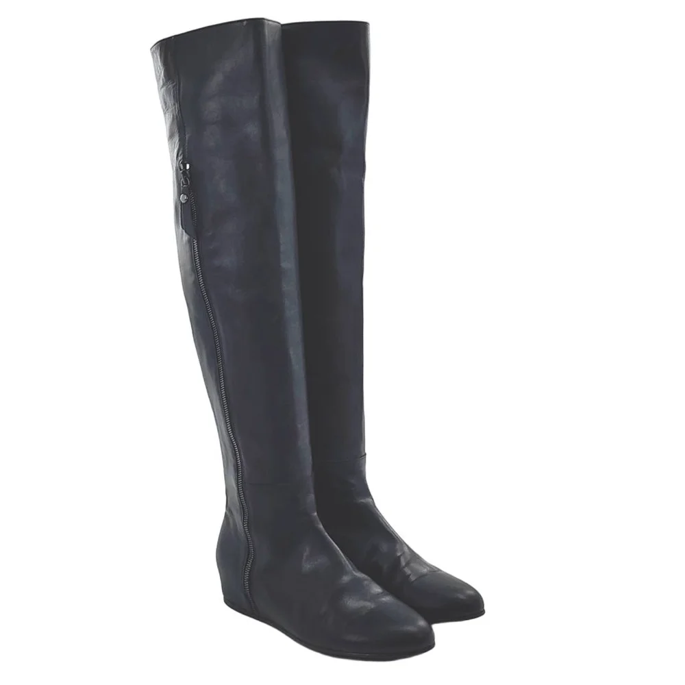 STUART WEITZMAN Hidden Wedge Over the Knee Boots in Black, Size 8‎